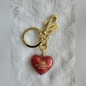 C Logo Glittering Red Heart Key Holder Luxury Bag Charm
